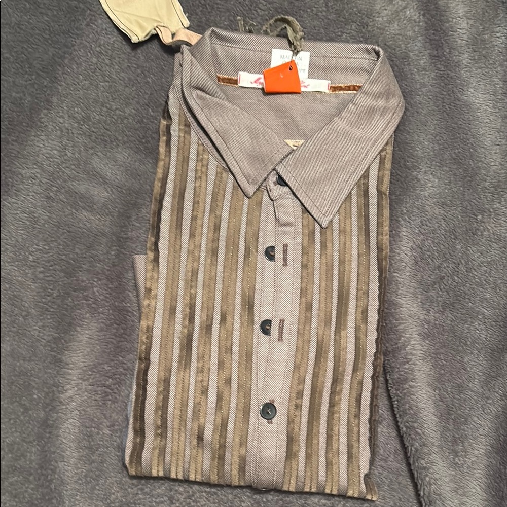 Men's Striped Gray and Brown Pants